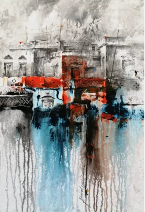 Ahmed Habib | Title: Abstract Cityscape | Medium: Oil on Canvas | Size: 20x30 inches